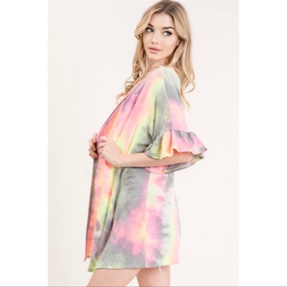 Grey tie-dye kimono cardigan - Picture 2 of 5